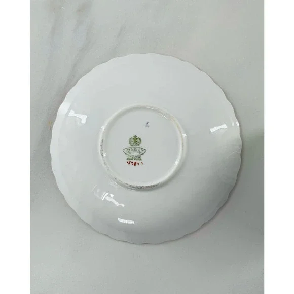 AYNSLEY BONE CHINA TEACUP & SAUCER SET / PURPLE THISTLE / MADE IN ENGLAND - Picture 8 of 10